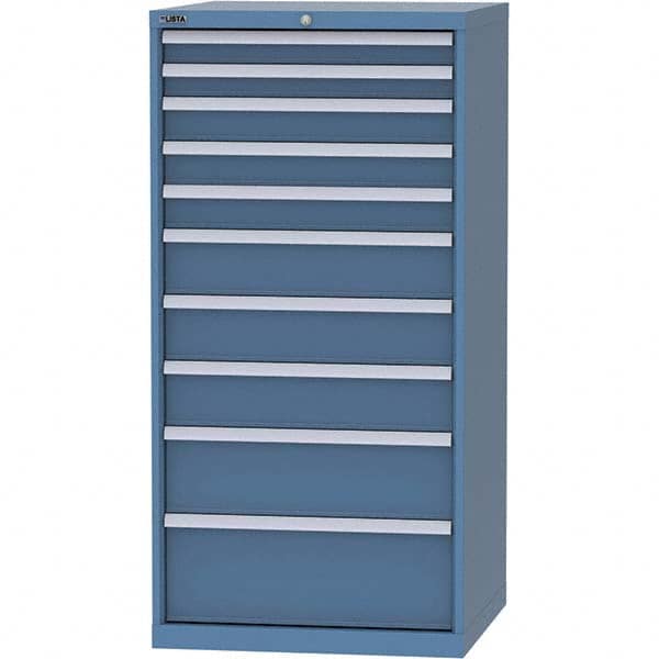 LISTA - 10 Drawer, 124 Compartment Bright Blue Steel Modular Storage Cabinet - Eagle Tool & Supply