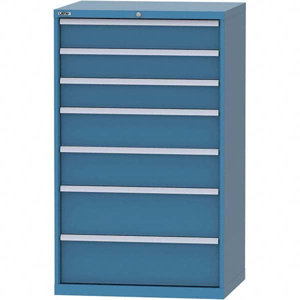 LISTA - 7 Drawer, 84 Compartment Bright Blue Steel Modular Storage Cabinet - Eagle Tool & Supply