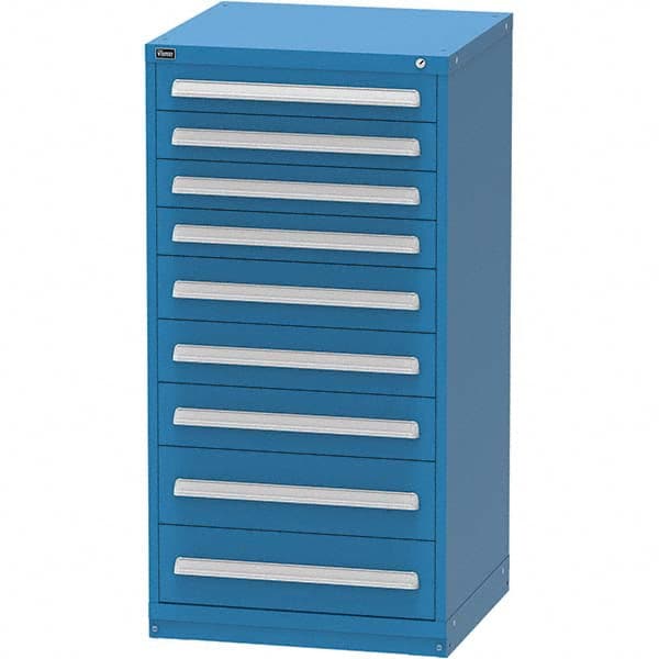 Vidmar - 9 Drawer, 124 Compartment Bright Blue Steel Modular Storage Cabinet - Eagle Tool & Supply