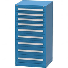 Vidmar - 9 Drawer, 124 Compartment Bright Blue Steel Modular Storage Cabinet - Eagle Tool & Supply