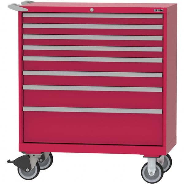 LISTA - 8 Drawer, 84 Compartment Red Steel Modular Storage Cabinet - Eagle Tool & Supply