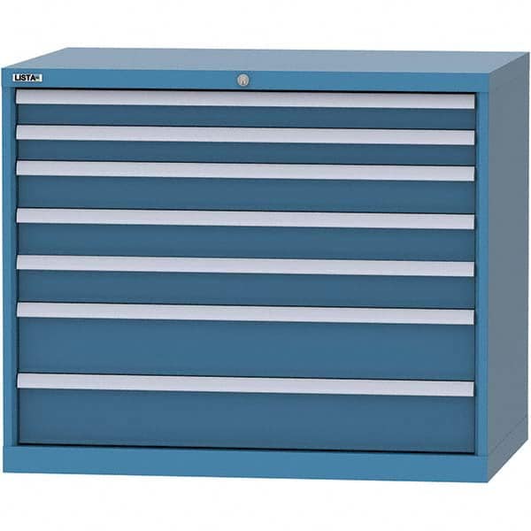 LISTA - 7 Drawer, 99 Compartment Bright Blue Steel Modular Storage Cabinet - Eagle Tool & Supply
