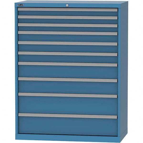 LISTA - 10 Drawer, 84 Compartment Bright Blue Steel Modular Storage Cabinet - Eagle Tool & Supply