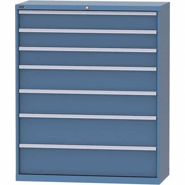 LISTA - 7 Drawer, 99 Compartment Bright Blue Steel Modular Storage Cabinet - Eagle Tool & Supply