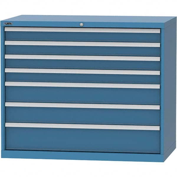 LISTA - 7 Drawer, 99 Compartment Bright Blue Steel Modular Storage Cabinet - Eagle Tool & Supply