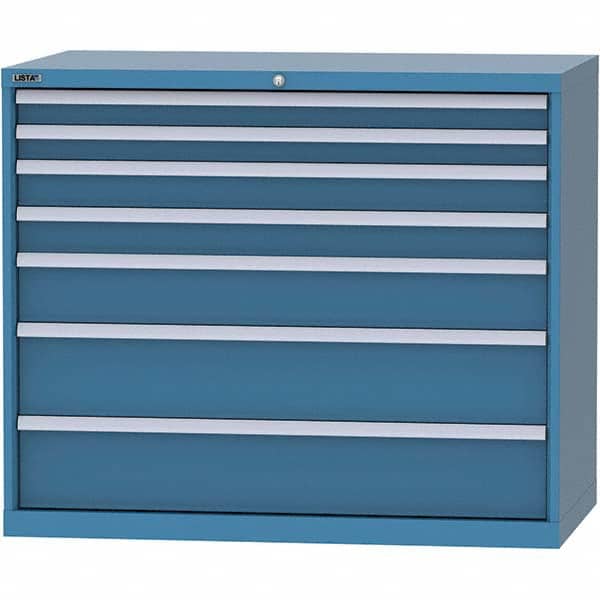 LISTA - 7 Drawer, 99 Compartment Bright Blue Steel Modular Storage Cabinet - Eagle Tool & Supply
