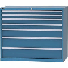 LISTA - 7 Drawer, 99 Compartment Bright Blue Steel Modular Storage Cabinet - Eagle Tool & Supply