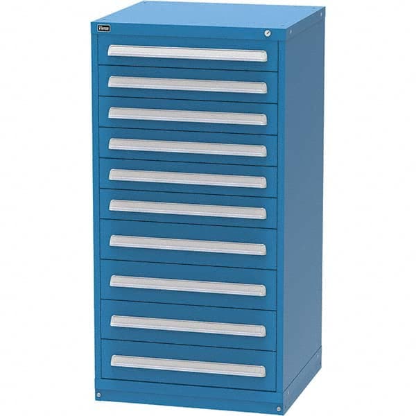 Vidmar - 10 Drawer, 344 Compartment Bright Blue Steel Modular Storage Cabinet - Eagle Tool & Supply