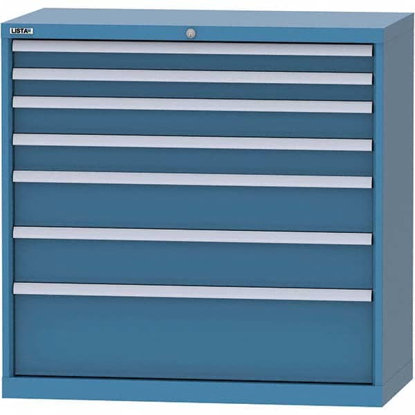 LISTA - 7 Drawer, 84 Compartment Red Steel Modular Storage Cabinet - Eagle Tool & Supply