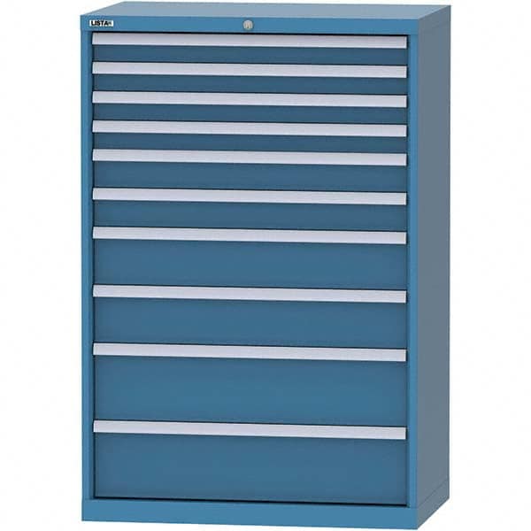 LISTA - 10 Drawer, 84 Compartment Bright Blue Steel Modular Storage Cabinet - Eagle Tool & Supply