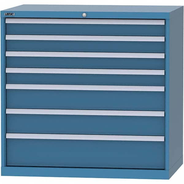 LISTA - 7 Drawer, 99 Compartment Bright Blue Steel Modular Storage Cabinet - Eagle Tool & Supply