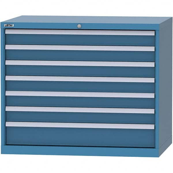 LISTA - 7 Drawer, 99 Compartment Bright Blue Steel Modular Storage Cabinet - Eagle Tool & Supply