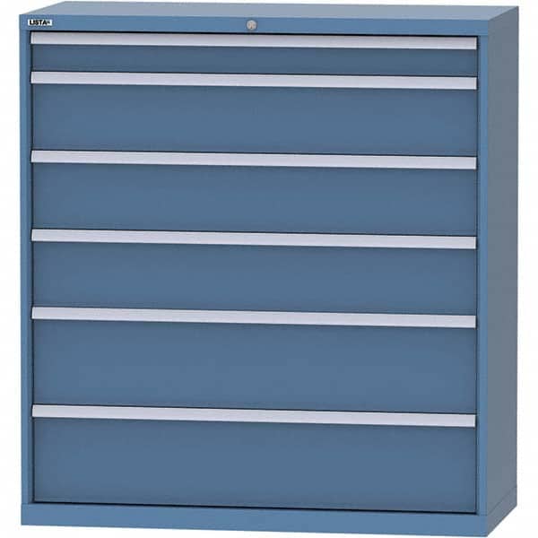 LISTA - 6 Drawer, 99 Compartment Bright Blue Steel Modular Storage Cabinet - Eagle Tool & Supply