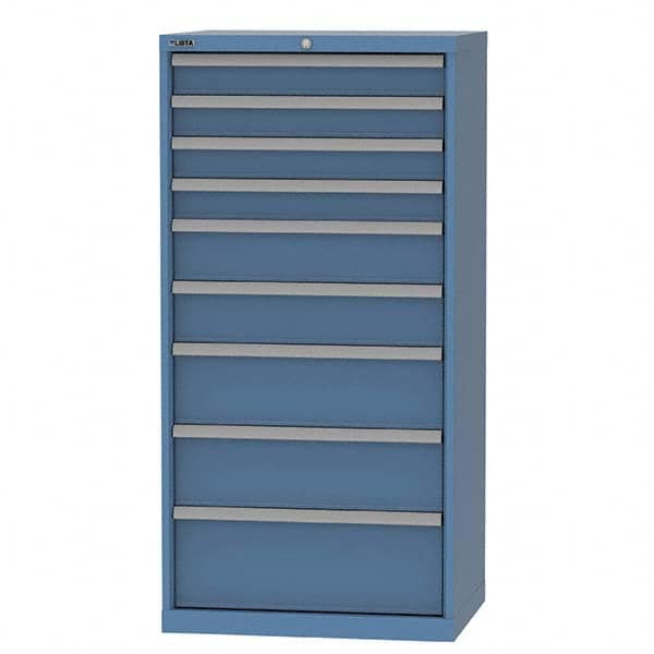 LISTA - 9 Drawer, 124 Compartment Bright Blue Steel Modular Storage Cabinet - Eagle Tool & Supply