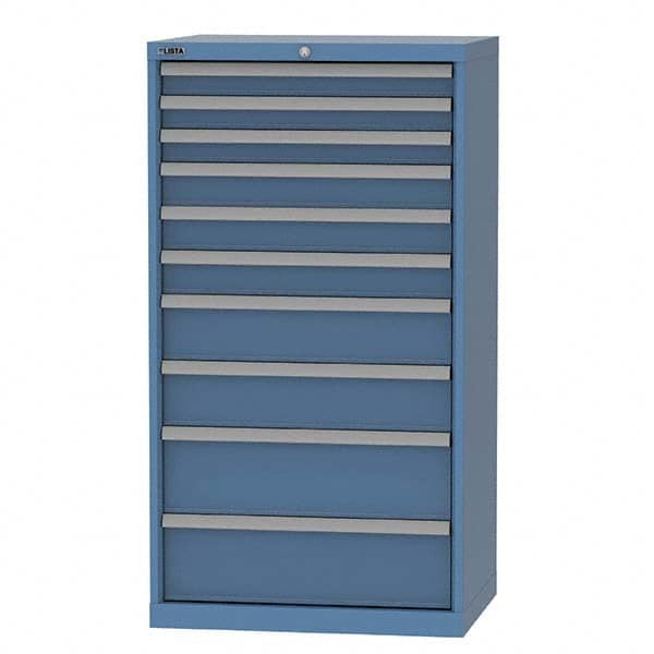 LISTA - 10 Drawer, 124 Compartment Bright Blue Steel Modular Storage Cabinet - Eagle Tool & Supply