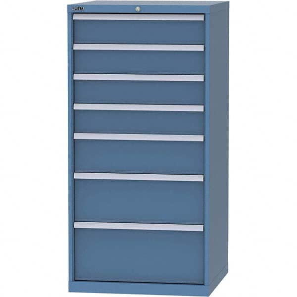 LISTA - 7 Drawer, 45 Compartment Bright Blue Steel Modular Storage Cabinet - Eagle Tool & Supply