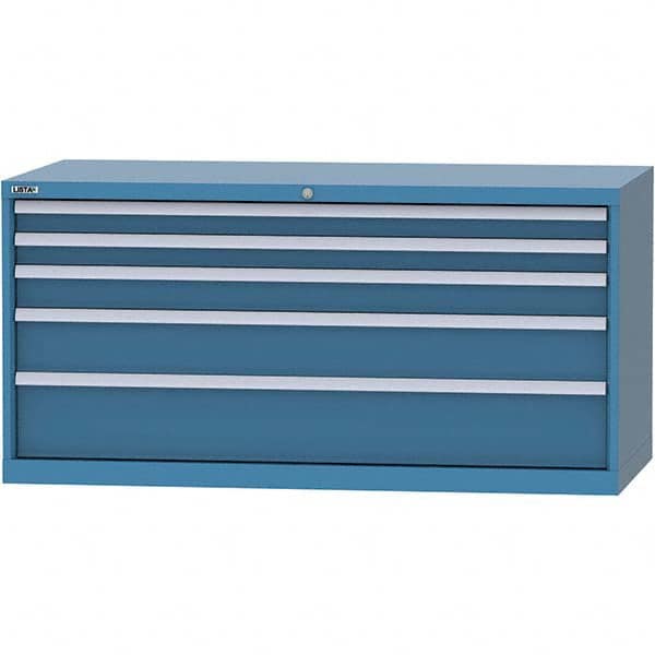 LISTA - 5 Drawer, 84 Compartment Bright Blue Steel Modular Storage Cabinet - Eagle Tool & Supply