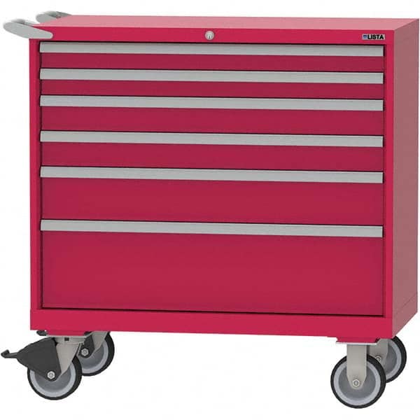 LISTA - 6 Drawer, 84 Compartment Red Steel Modular Storage Cabinet - Eagle Tool & Supply