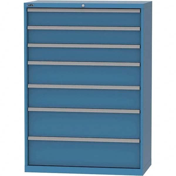 LISTA - 7 Drawer, 84 Compartment Bright Blue Steel Modular Storage Cabinet - Eagle Tool & Supply