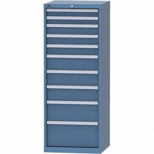 LISTA - 10 Drawer, 84 Compartment Bright Blue Steel Modular Storage Cabinet - Eagle Tool & Supply