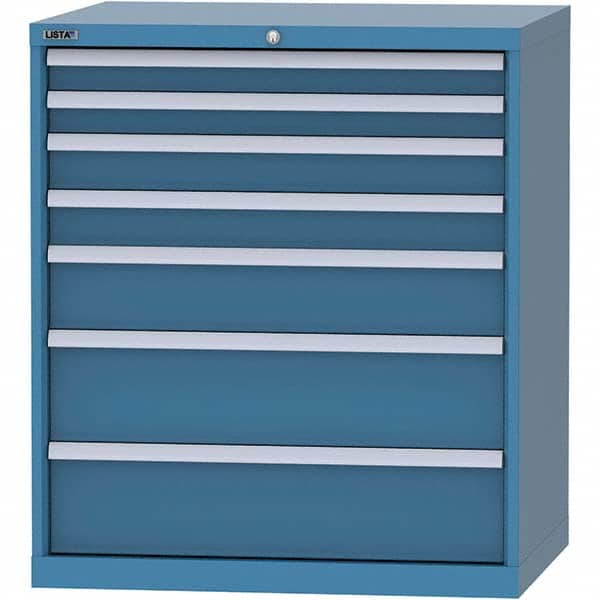 LISTA - 7 Drawer, 84 Compartment Bright Blue Steel Modular Storage Cabinet - Eagle Tool & Supply