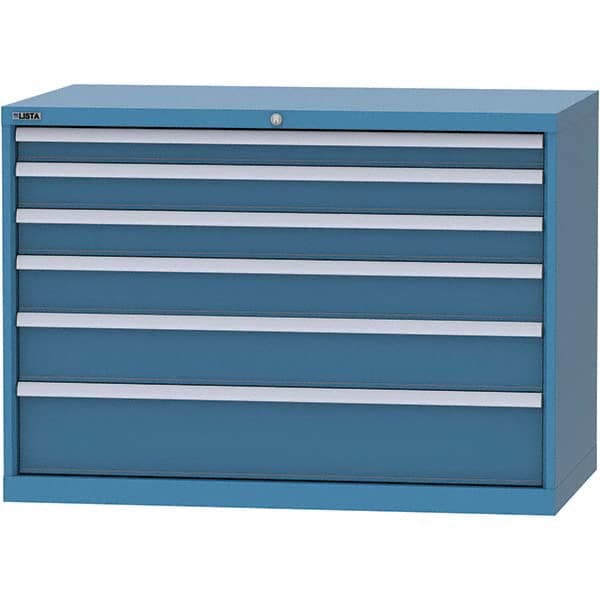 LISTA - 6 Drawer, 99 Compartment Bright Blue Steel Modular Storage Cabinet - Eagle Tool & Supply