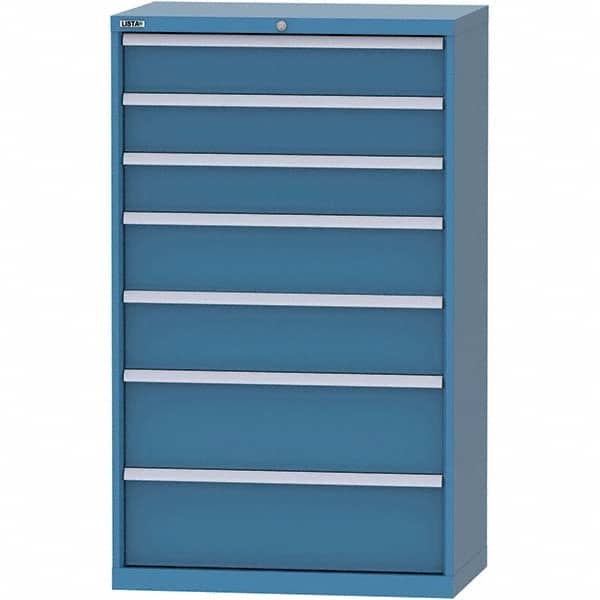 LISTA - 7 Drawer, 84 Compartment Bright Blue Steel Modular Storage Cabinet - Eagle Tool & Supply