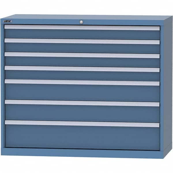 LISTA - 7 Drawer, 99 Compartment Bright Blue Steel Modular Storage Cabinet - Eagle Tool & Supply