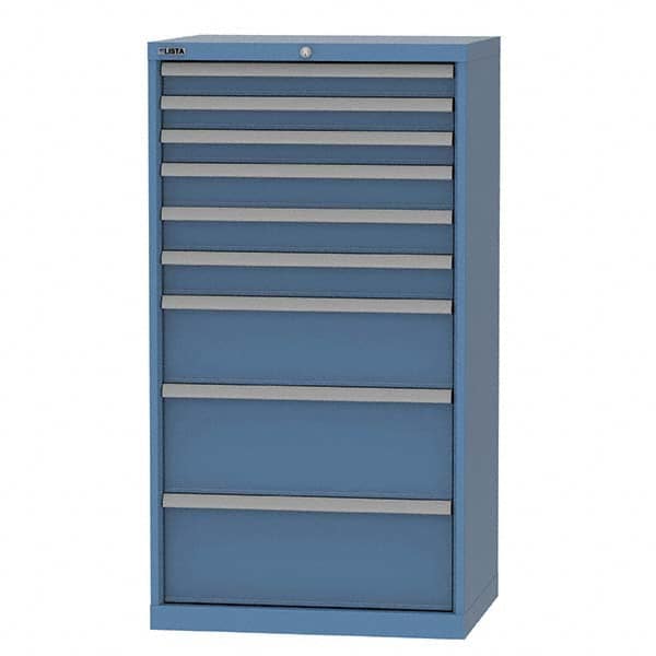 LISTA - 9 Drawer, 124 Compartment Bright Blue Steel Modular Storage Cabinet - Eagle Tool & Supply