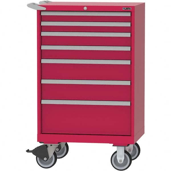 LISTA - 7 Drawer, 124 Compartment Red Steel Modular Storage Cabinet - Eagle Tool & Supply