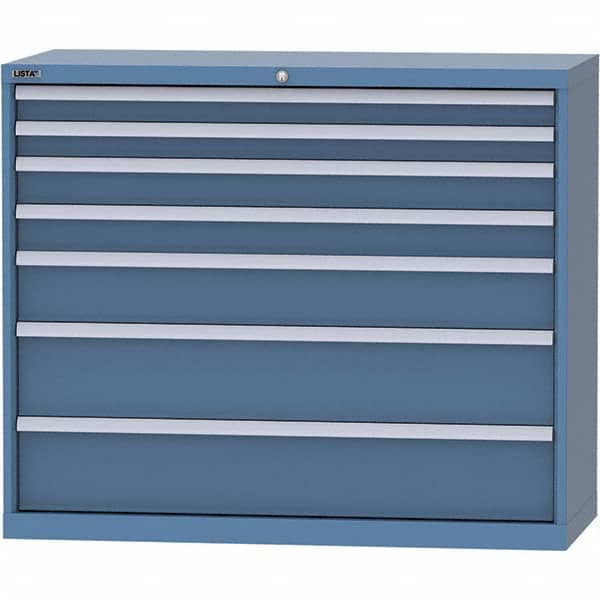 LISTA - 7 Drawer, 99 Compartment Bright Blue Steel Modular Storage Cabinet - Eagle Tool & Supply