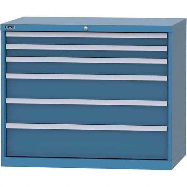 LISTA - 6 Drawer, 99 Compartment Bright Blue Steel Modular Storage Cabinet - Eagle Tool & Supply