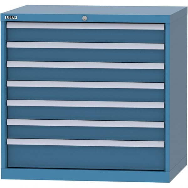 LISTA - 7 Drawer, 84 Compartment Bright Blue Steel Modular Storage Cabinet - Eagle Tool & Supply