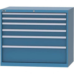 LISTA - 6 Drawer, 99 Compartment Bright Blue Steel Modular Storage Cabinet - Eagle Tool & Supply
