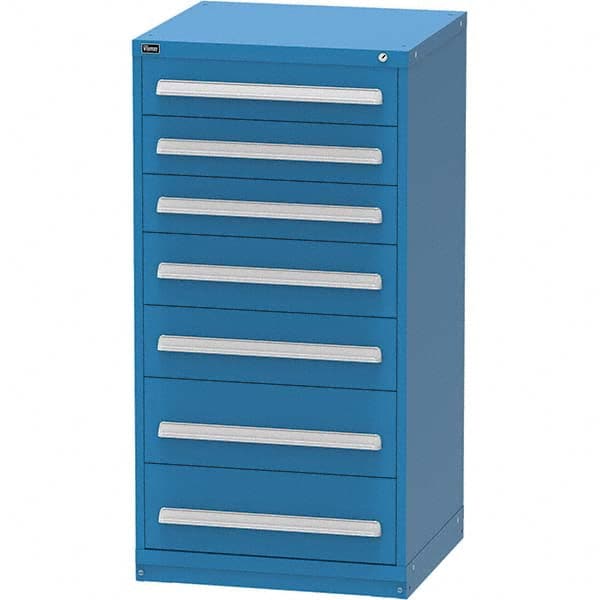 Vidmar - 7 Drawer Bright Blue Steel Modular Storage Cabinet - Eagle Tool & Supply