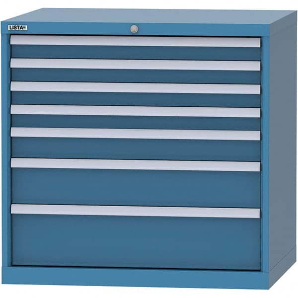 LISTA - 7 Drawer, 84 Compartment Bright Blue Steel Modular Storage Cabinet - Eagle Tool & Supply