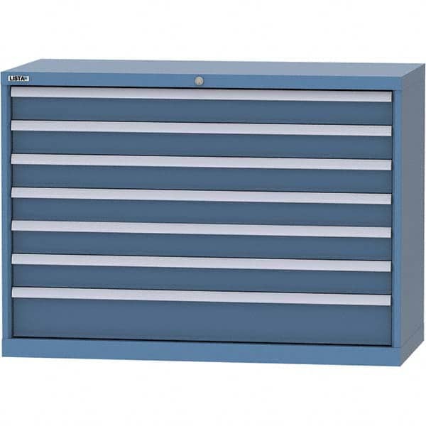 LISTA - 7 Drawer, 99 Compartment Bright Blue Steel Modular Storage Cabinet - Eagle Tool & Supply