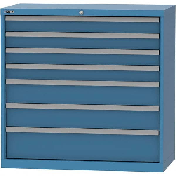 LISTA - 7 Drawer, 84 Compartment Bright Blue Steel Modular Storage Cabinet - Eagle Tool & Supply
