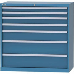 LISTA - 7 Drawer, 84 Compartment Bright Blue Steel Modular Storage Cabinet - Eagle Tool & Supply