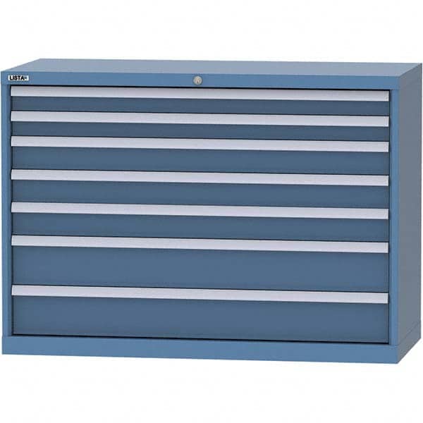 LISTA - 7 Drawer, 99 Compartment Bright Blue Steel Modular Storage Cabinet - Eagle Tool & Supply