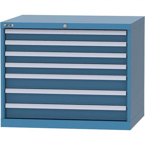 LISTA - 7 Drawer, 84 Compartment Bright Blue Steel Modular Storage Cabinet - Eagle Tool & Supply