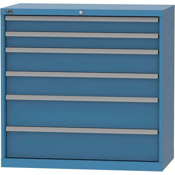 LISTA - 6 Drawer, 84 Compartment Bright Blue Steel Modular Storage Cabinet - Eagle Tool & Supply