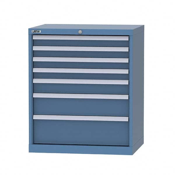 LISTA - 7 Drawer, 124 Compartment Bright Blue Steel Modular Storage Cabinet - Eagle Tool & Supply