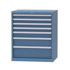 LISTA - 7 Drawer, 124 Compartment Bright Blue Steel Modular Storage Cabinet - Eagle Tool & Supply