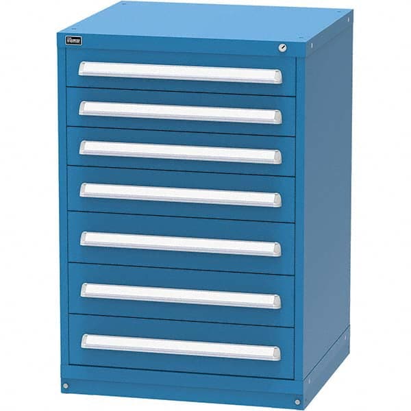Vidmar - 7 Drawer, 124 Compartment Bright Blue Steel Modular Storage Cabinet - Eagle Tool & Supply