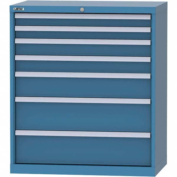 LISTA - 7 Drawer, 84 Compartment Bright Blue Steel Modular Storage Cabinet - Eagle Tool & Supply