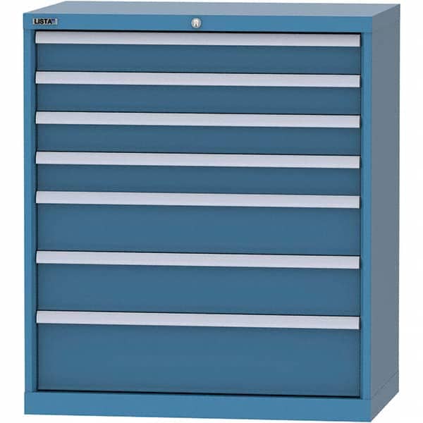 LISTA - 7 Drawer, 84 Compartment Bright Blue Steel Modular Storage Cabinet - Eagle Tool & Supply
