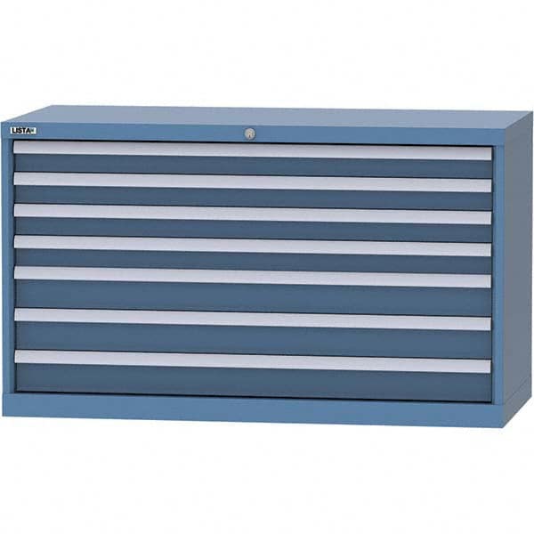 LISTA - 7 Drawer, 99 Compartment Bright Blue Steel Modular Storage Cabinet - Eagle Tool & Supply