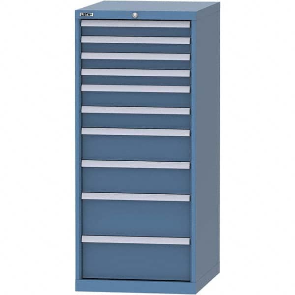 LISTA - 10 Drawer, 99 Compartment Bright Blue Steel Modular Storage Cabinet - Eagle Tool & Supply