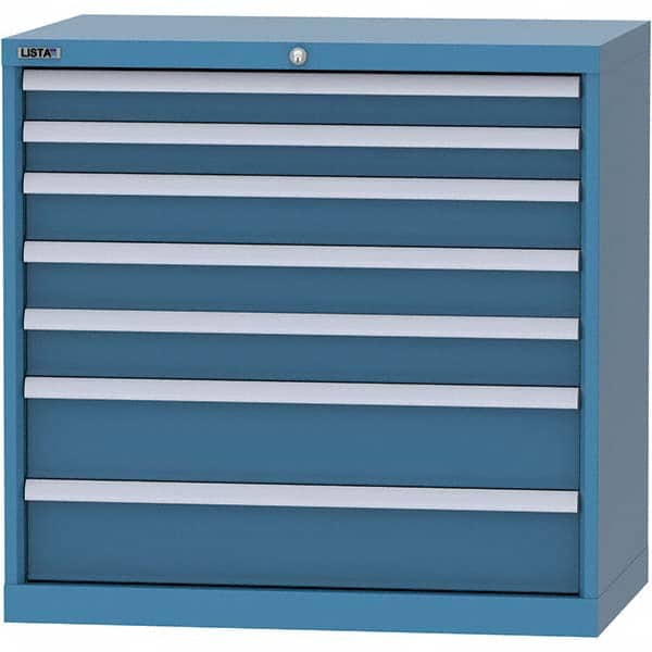 LISTA - 7 Drawer, 84 Compartment Bright Blue Steel Modular Storage Cabinet - Eagle Tool & Supply